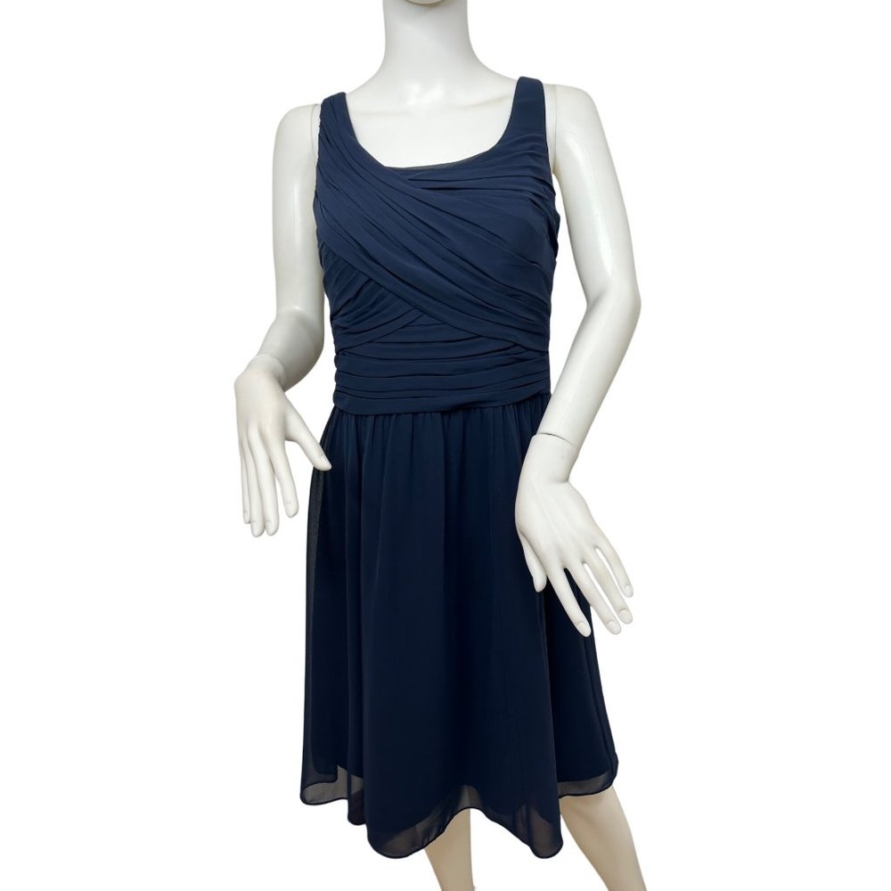 Lauren Ralph Lauren Evening Dress 6 Navy Blue Knee Length Strapless Fit & Flare